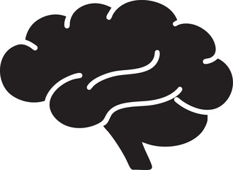 Simple black silhouette brain outline, ideal for education infographics, psychology resources, neuroscience diagrams, mental health awareness, and knowledge symbols