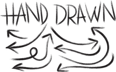 Hand drawn arrows on white background isolated on transparent background