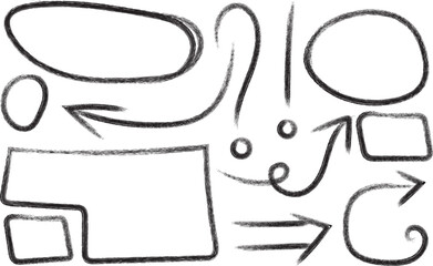 Hand drawn shapes and symbols collection isolated on transparent background