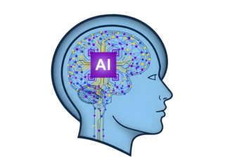 Illustration of AI brain concept with neural network