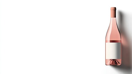 Elegant rose wine bottle isolated on white background with copy space