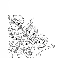 Group of Children in a Vector Illustration Scene
