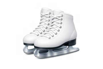 Elegant ice skates on gray background for winter sports design and print decor