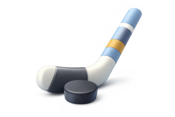 Modern minimalist hockey stick and puck icon design for sports themes