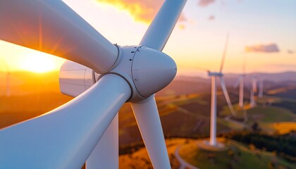 Wind Turbines at Sunset - Sustainable Energy Generation.