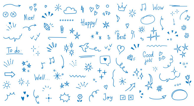 Decorative doodles sketch scribble hand drawn handmade pencil pen marker set vector graphic design illustration art for business infographic journal set pointing arrow speech bubble line outline shape