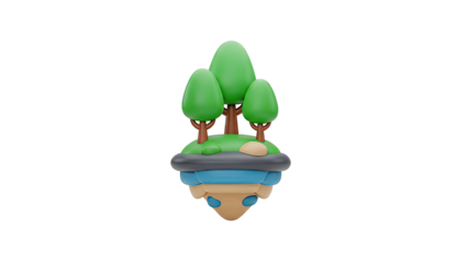 Floating island with trees and layered earth