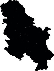 Solid black map of Serbia on white background 