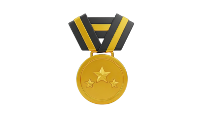 Gold Medal with Stars and Ribbon