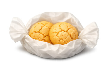 Delicious amaretti almond cookies in elegant white wrapping for culinary designs and inspirations