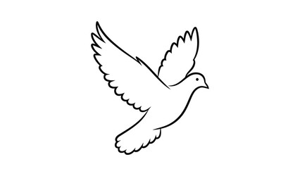 Obraz premium Simple line drawing of a dove in flight