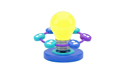 Concept of collective intelligence and innovation with a glowing lightbulb