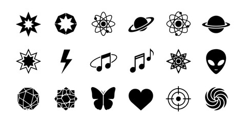 Premium Science Astronomy Music and Abstract Geometric Silhouette Icon Vector Collection © Arter