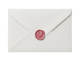 Minimal White Envelope with Pink Wax Seal Heart