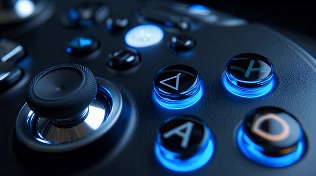 Macro Modern Game Controller Buttons Pressing Video.