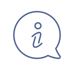 Information and help icon with speech bubble and info symbol, customer support, guidance, FAQ, assistance and user help concept line isolated on white background flat vector illustration.