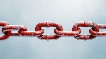 Close-up of a rusty red chain creates a strong visual statement, capturing the essence of resilience, strength, and the passage of time through its weathered appearance.