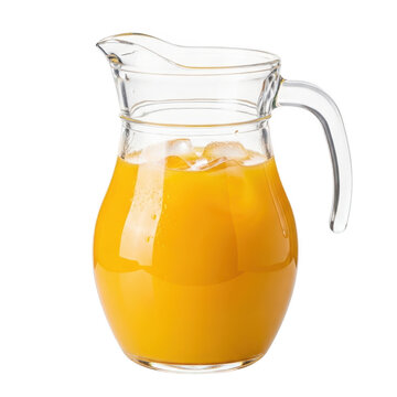 Glass pitcher with orange juice isolated on transparent background isolated on transparent background
