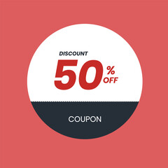 Coupon 50 percent off icon. Discount Coupons icons. Coupon icons in flat design