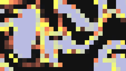 Yellow and Black Pixel Art Geometric Blocks Minimalist Digital Mosaic Abstract