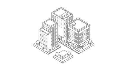 Fototapeta premium City buildings with people walking around