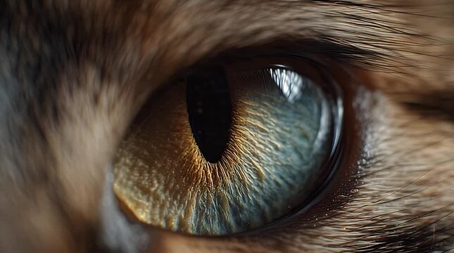 Extreme Macro Cat Eye Pupil Dilating and Contracting Video.