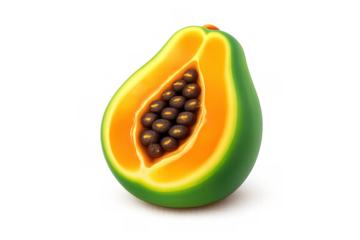 Vibrant cartoon papaya icon for fruit-themed designs and illustrations