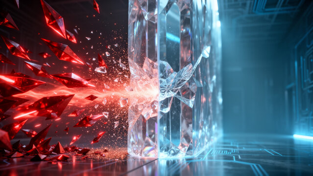 Advanced Crystalline Firewall Barrier Deflecting Cyber Threats and Malicious Data Packets