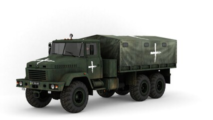 Fototapeta premium army truck on white background