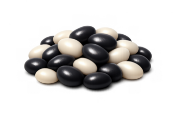 Minimalist composition of black and white chia seeds for health and nutrition designs