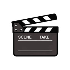 Fototapeta premium Icon of a film clapperboard used in movie production and cinema graphics.