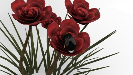 bumblebee on red rose