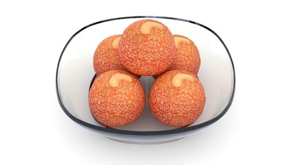 Bundi laddu in a glass bowl