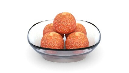 Bundi laddu in a glass bowl