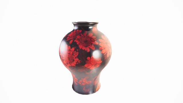 red vase on white background