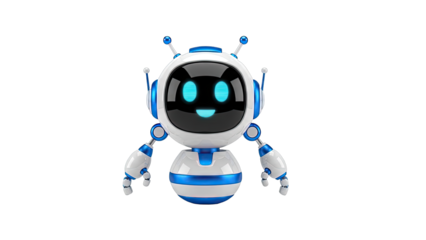 Cute Robot with Blue Accents and Glowing Eyes