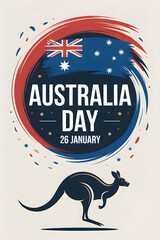 Australia day celebration with kangaroo and flag