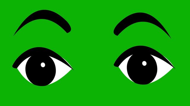 Eyes blink, blinking eye animation with a Green background. Vector eye illustration motion graphics, woman eyes blinking, eye blink animation