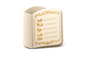 Elegant restaurant menu icon with ornate design for culinary app interface and graphic design