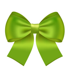bow made of green ribbon without background
