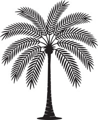 A striking black silhouette of a betel nut tree against a plain background