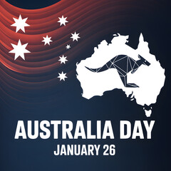 Australia day map with kangaroo