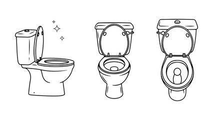 Collection of Toilet Illustrations Showcasing Different Views and Designs