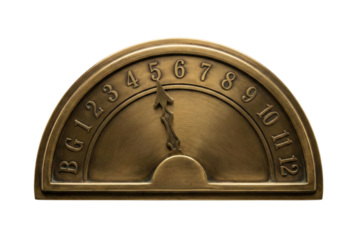 Brass elevator floor indicator dial with arrow. Vintage hardware.