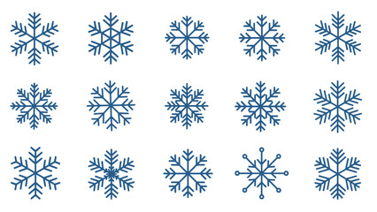 Snowflake Icon Set &ndash; Winter Snow Crystal Weather Vector Collection