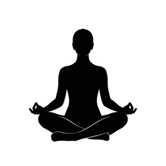 Meditation Yoga Silhouette &ndash; Seated Lotus Pose Mindfulness Vector Icon