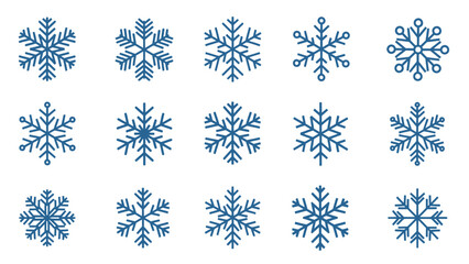 Snowflake Icon Set &ndash; Winter Snow Crystal Weather Vector Collection