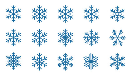Snowflake Icon Set &ndash; Winter Snow Crystal Weather Vector Collection