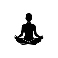 Meditation Yoga Silhouette &ndash; Seated Lotus Pose Mindfulness Vector Icon
