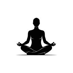 Meditation Yoga Silhouette &ndash; Seated Lotus Pose Mindfulness Vector Icon